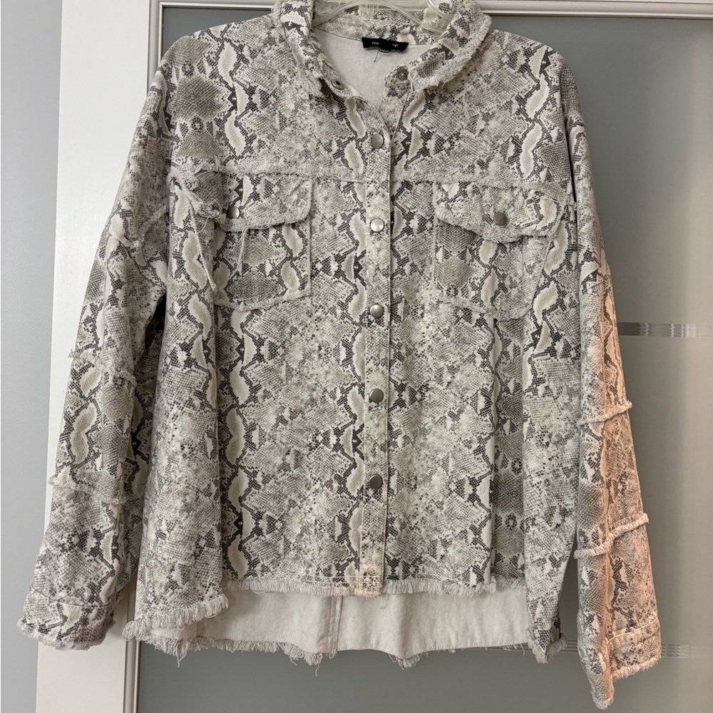 mittoshop Neutral Snake Print Button-Up Jacket